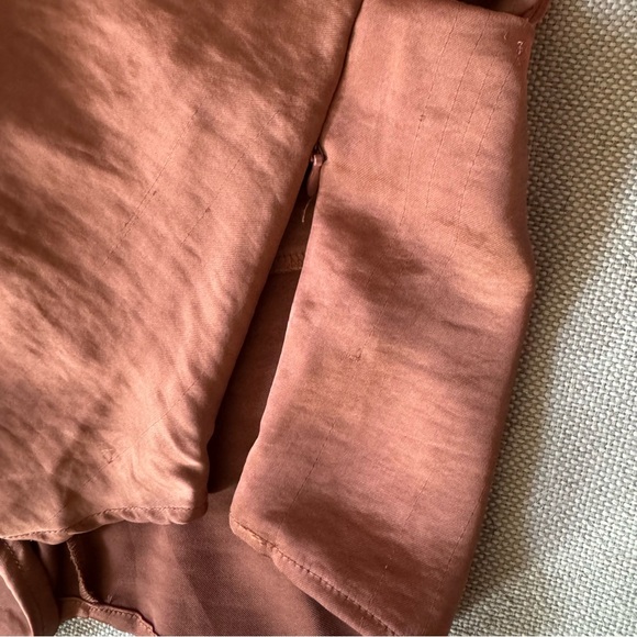 NWT Zara Brown Draped Satin Effect Top - Picture 9 of 15